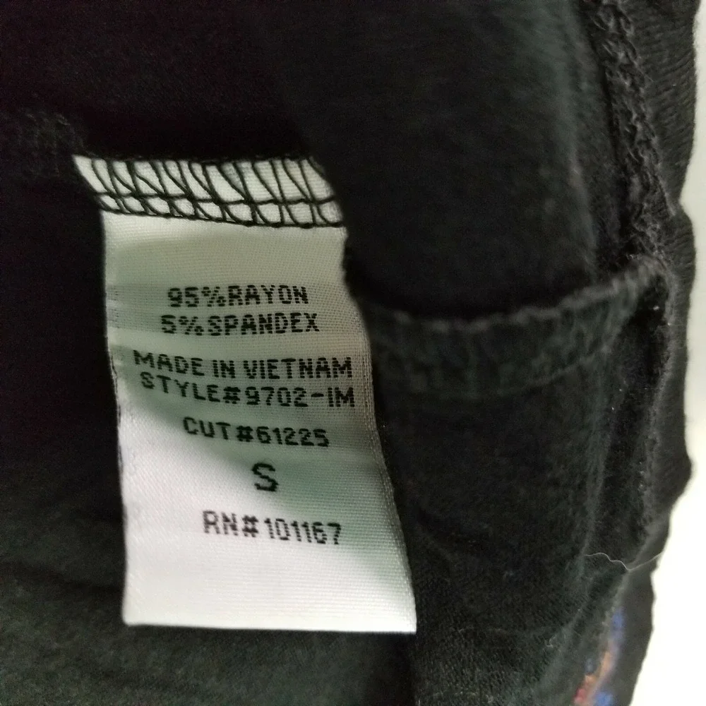 Cha Cha‎ Venti Womens Tunic Size S Black Stretchy Floral Mandolin Print Blouse - Picture 5 of 6